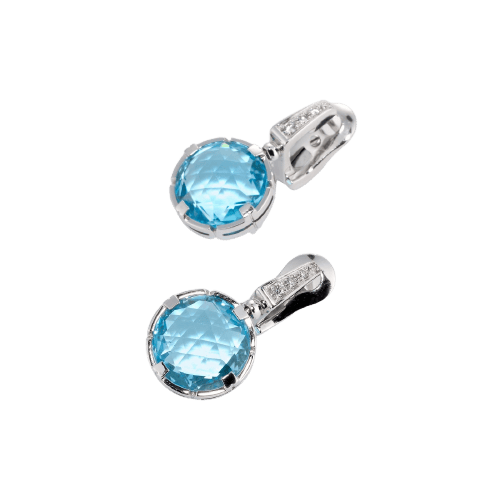 Boucles d'oreilles BVLGARI Parentesi Cocktail - Boucles d’oreilles en or blanc, diamants et topazes bleues 58 Facettes -