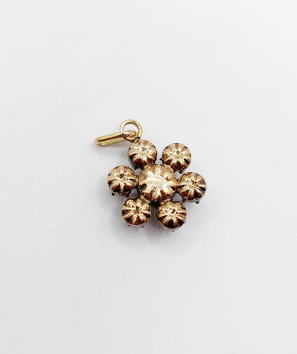 Pendentif Pendentif marguerite victorien en or 18k, argent, diamants taille rose 58 Facettes A07051