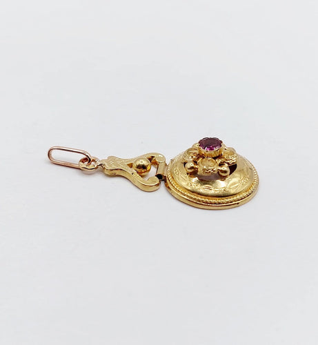 Pendentif Pendentif victorien en or rose 18k, grenat et décorations fleuries 58 Facettes A07105