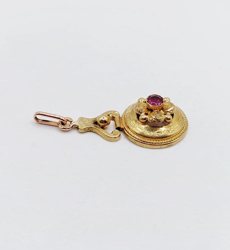 Pendentif Pendentif victorien - Pendentif en or rose 18k grenat, décorations fleuries 58 Facettes A07106