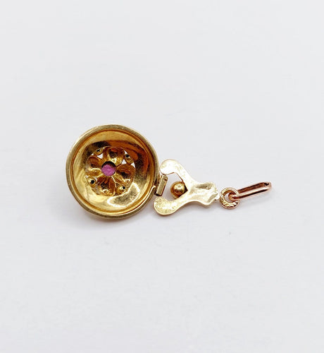 Pendentif Pendentif victorien - Pendentif en or rose 18k grenat, décorations fleuries 58 Facettes A07106