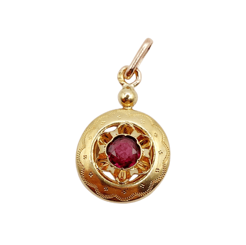 Pendentif Pendentif victorien - Pendentif or rose 18k grenat (circa 1890) 58 Facettes A07107