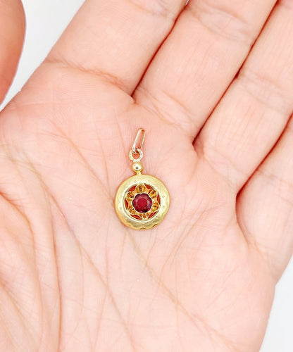 Pendentif Pendentif victorien - Pendentif or rose 18k grenat (circa 1890) 58 Facettes A07107