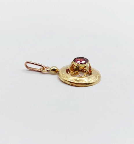 Pendentif Pendentif victorien - Pendentif or rose 18k grenat (circa 1890) 58 Facettes A07107