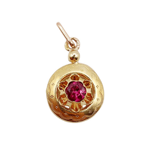Pendentif Pendentif victorien - Pendentif en or rose 18k grenat 58 Facettes A07108
