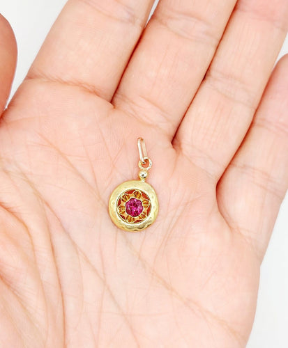 Pendentif Pendentif victorien - Pendentif en or rose 18k grenat 58 Facettes A07108