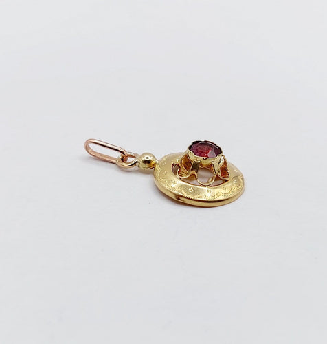 Pendentif Pendentif victorien - Pendentif en or rose 18k grenat 58 Facettes A07108