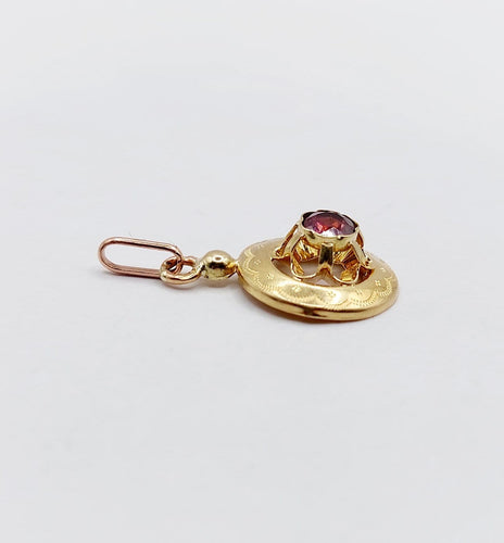 Pendentif Pendentif victorien - Pendentif en or rose 18k grenat 58 Facettes A07108