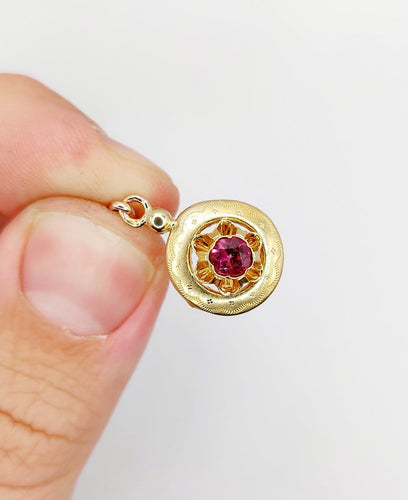 Pendentif Pendentif victorien - Pendentif en or rose 18k grenat 58 Facettes A07108