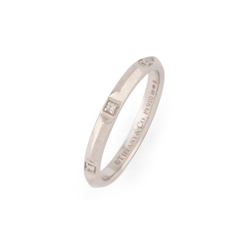 Bague 61 Tiffany & Co - Alliance en platine diamants 58 Facettes 1