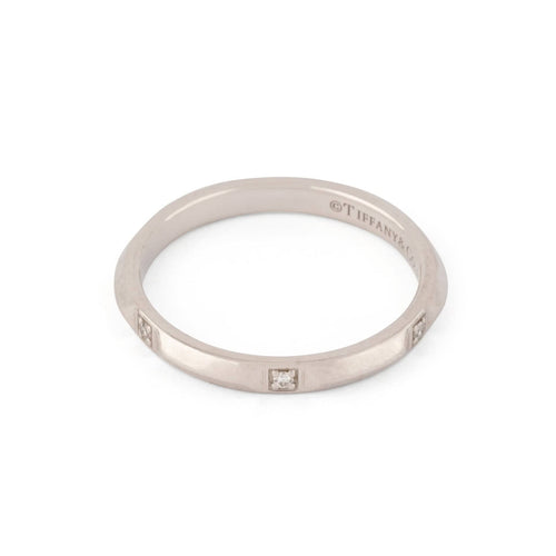 Bague 61 Tiffany & Co - Alliance en platine diamants 58 Facettes 1