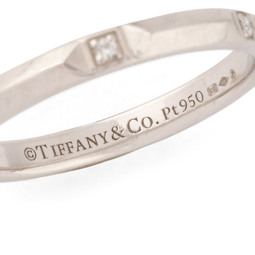 Bague 61 Tiffany & Co - Alliance en platine diamants 58 Facettes 1