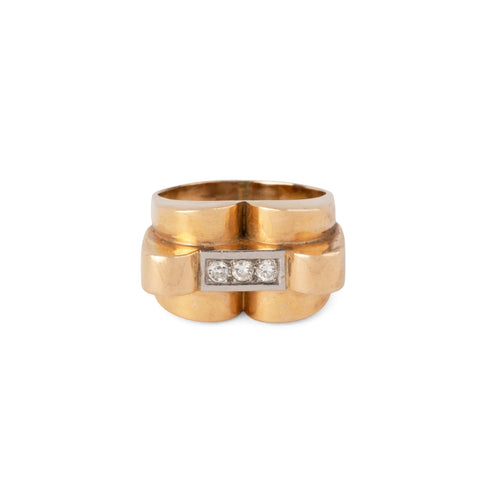 Bague 61 Bague Tank vintage en or jaune et 3 diamants 58 Facettes 1