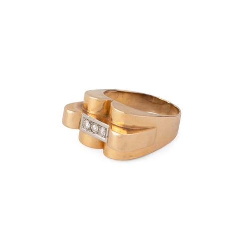 Bague 61 Bague Tank vintage en or jaune et 3 diamants 58 Facettes 1