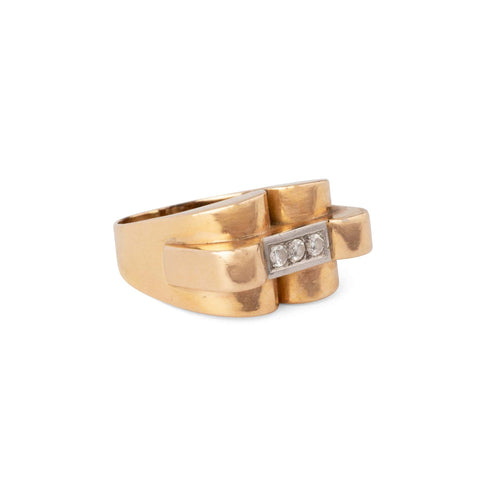 Bague 61 Bague Tank vintage en or jaune et 3 diamants 58 Facettes 1