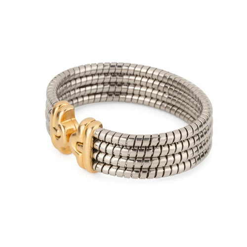 Bracelet Bvlgari - Bracelet Parentesi tubogaz en acier et or jaune 58 Facettes 1