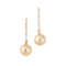 Dangling earrings in yellow gold, diamonds, and South Sea pearl 