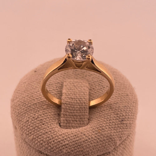 Bague solitaire en or jaune 18 carats et strass 58 Facettes 250210