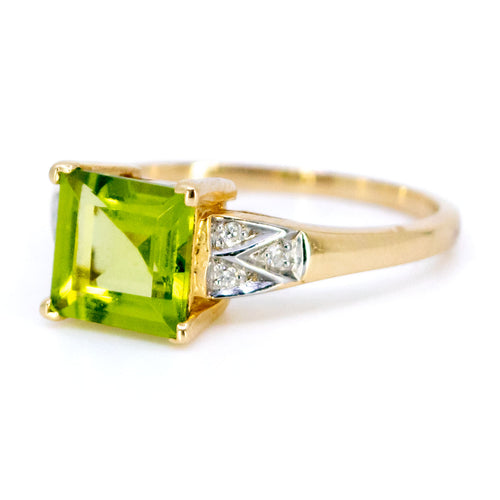 Anel 55 Anel em ouro amarelo e branco de 14k, peridoto e diamantes 58 Facettes 40DC97C6E2BA45BC8F15258DE22E7AC9