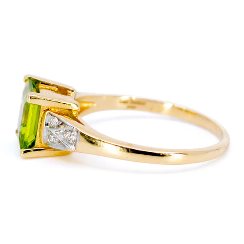 Anel 55 Anel em ouro amarelo e branco de 14k, peridoto e diamantes 58 Facettes 40DC97C6E2BA45BC8F15258DE22E7AC9