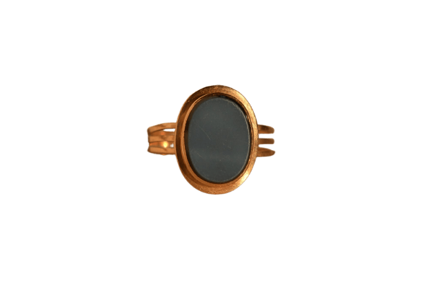 Bague Bague à plaque en agate en or jaune et or rose 18K 58 Facettes Ref2204