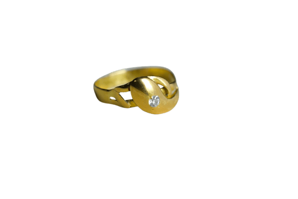 Bague 55 Bague serpent en or jaune 18 carats sertie d’un diamant 58 Facettes Ref2072