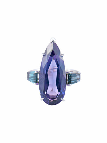 Bague 53 Bague améthyste et spinelles en or blanc 58 Facettes