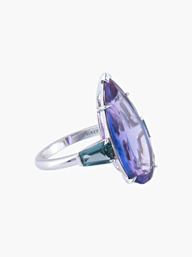 Bague 53 Bague améthyste et spinelles en or blanc 58 Facettes