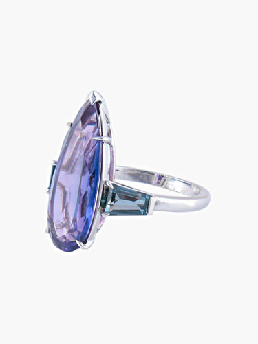 Bague 53 Bague améthyste et spinelles en or blanc 58 Facettes