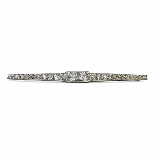 Broche B. Noury Mauboussin - Broche barrette Art déco en platine et diamants 58 Facettes