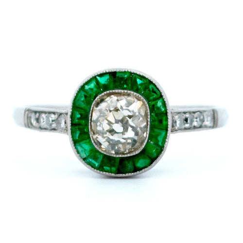 Ring 54 Halo-ring i Platin, smaragder og diamanter 58 Facettes 05BD5AD7D3304DC6B1AAC3B2841A7E82