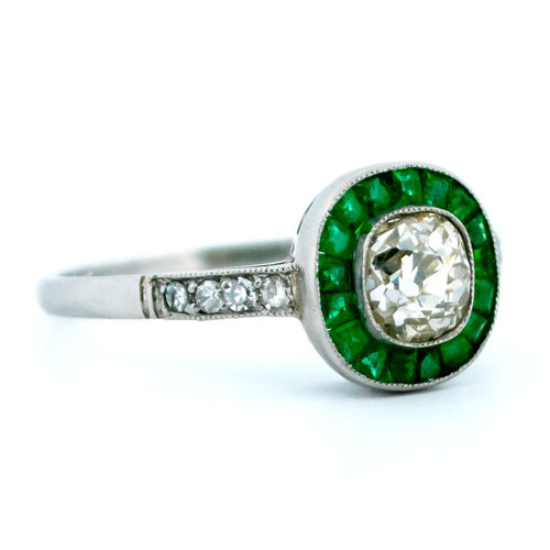 Ring 54 Halo-ring i Platin, smaragder og diamanter 58 Facettes 05BD5AD7D3304DC6B1AAC3B2841A7E82