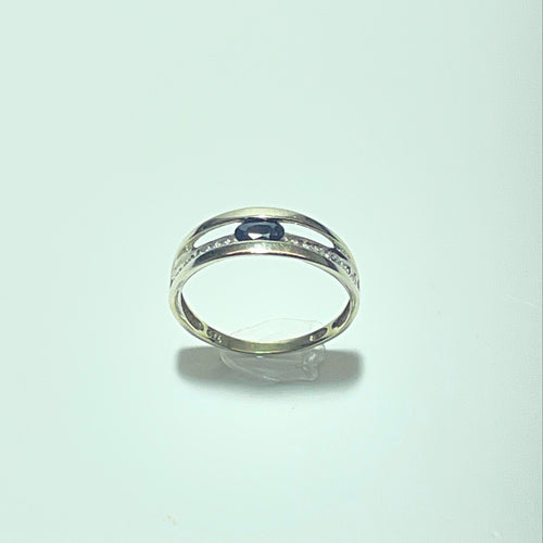 Ring van 18-karaats witgoud met blauwe steen 58 Facettes 260043