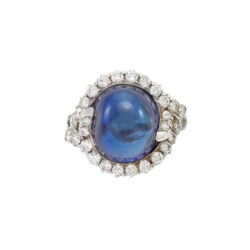Ring in platinum with 22.04 ct unheated Ceylon Ottu sapphire 