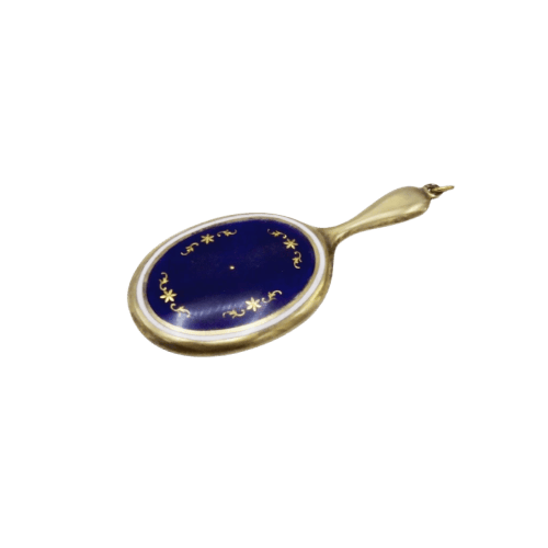 Pendant Art Deco - Mirror pendant in silver, enamel and 14 ct yellow gold 58 Facettes