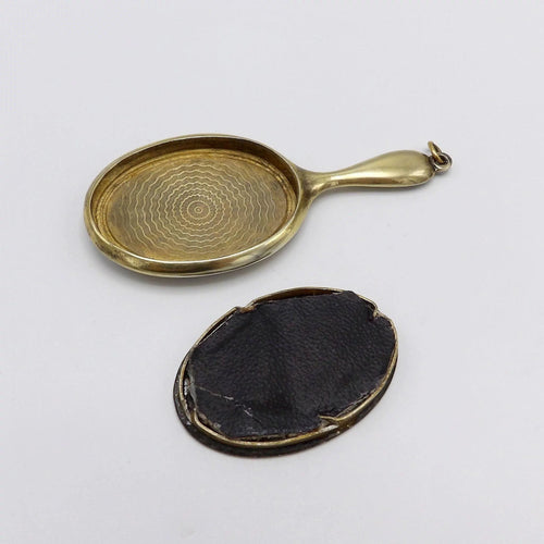 Pendant Art Deco - Mirror pendant in silver, enamel and 14 ct yellow gold 58 Facettes