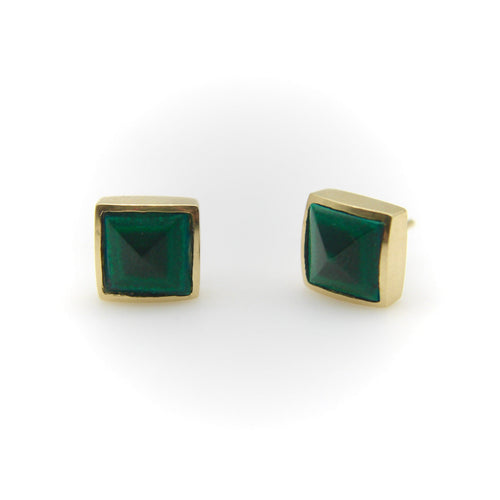 Signature-korvakorut - 14K-kultaiset pyramidikorvakorut ja malakiitti 58 Facettes