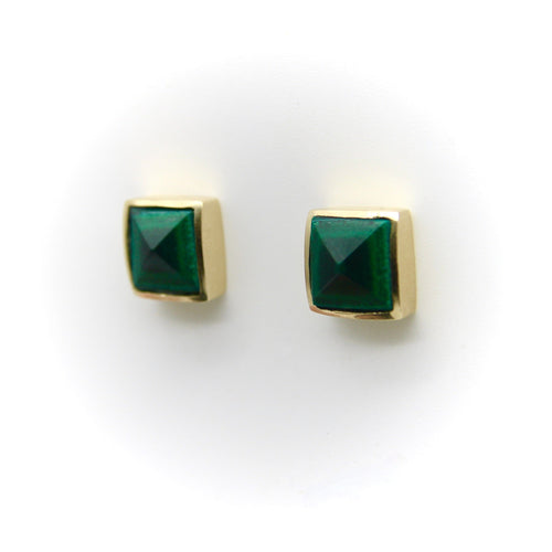 Signature-korvakorut - 14K-kultaiset pyramidikorvakorut ja malakiitti 58 Facettes