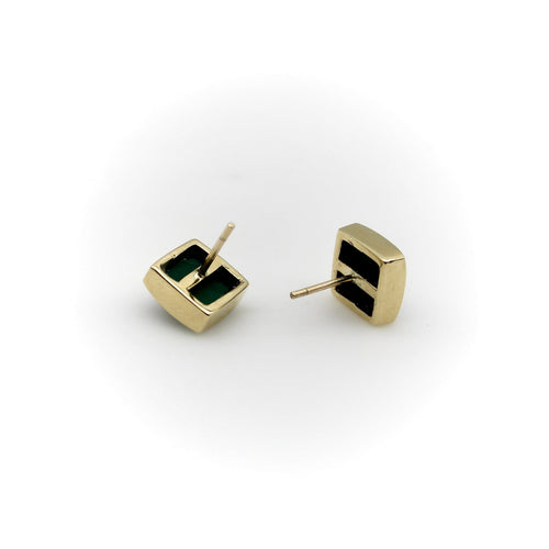 Signature-korvakorut - 14K-kultaiset pyramidikorvakorut ja malakiitti 58 Facettes