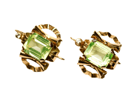 Boucles d'oreilles Boucles d'oreilles - Paire tank en or jaune 750 et fluorite 58 Facettes A11898