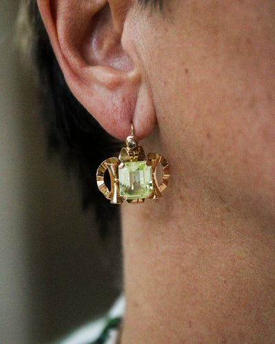 Boucles d'oreilles Boucles d'oreilles - Paire tank en or jaune 750 et fluorite 58 Facettes A11898