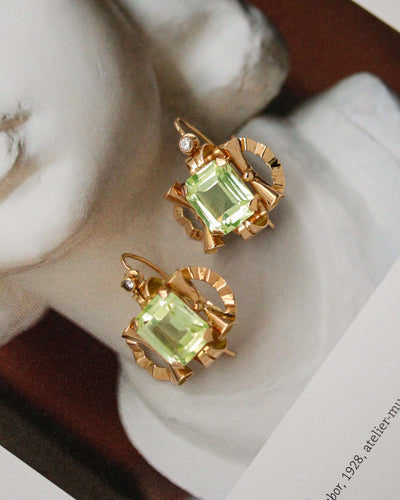 Boucles d'oreilles Boucles d'oreilles - Paire tank en or jaune 750 et fluorite 58 Facettes A11898