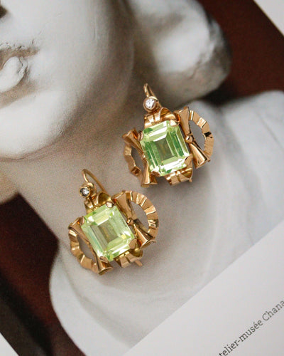 Boucles d'oreilles Boucles d'oreilles - Paire tank en or jaune 750 et fluorite 58 Facettes A11898