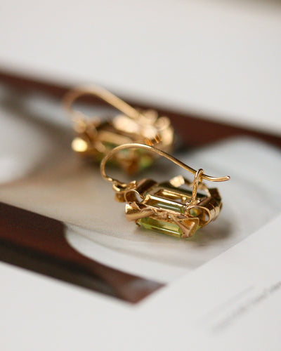 Boucles d'oreilles Boucles d'oreilles - Paire tank en or jaune 750 et fluorite 58 Facettes A11898