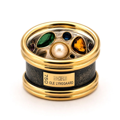 Bague 56 Gerda Lynggaard - Bague en or 18 carats et argent vieilli, diamants et perle 58 Facettes 90933 - ac12940