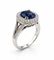 Bague 54 Bague en or blanc 18 carats, saphir de Ceylan et diamants naturels 58 Facettes 90951