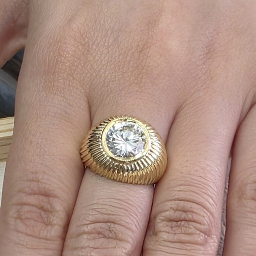 Bague 52 Anello en or jaune 18 kt avec grand diamant 58 Facettes 299/26 A