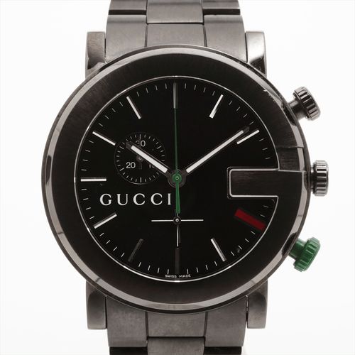 Montre Gucci - Montre G-Chrono chronographe quartz en acier et cuir 58 Facettes kb0m26