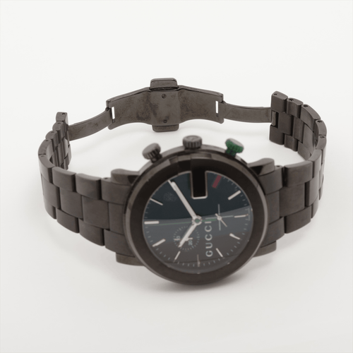 Montre Gucci - Montre G-Chrono chronographe quartz en acier et cuir 58 Facettes kb0m26