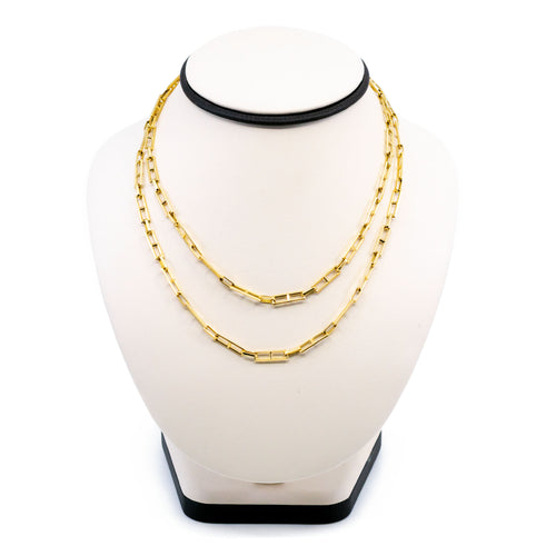 Collier Chaîne à maillons rectangulaires allongés en or jaune 18k 58 Facettes 278C31E6FBD6411BA6FDBFCB6DE4F926